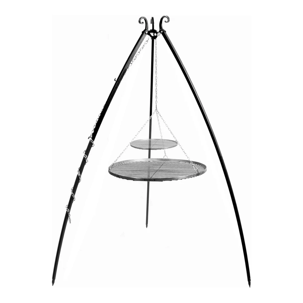 COOK KING 200 cm Tripod with 2 Natural Steel Grates - Tripod Grills